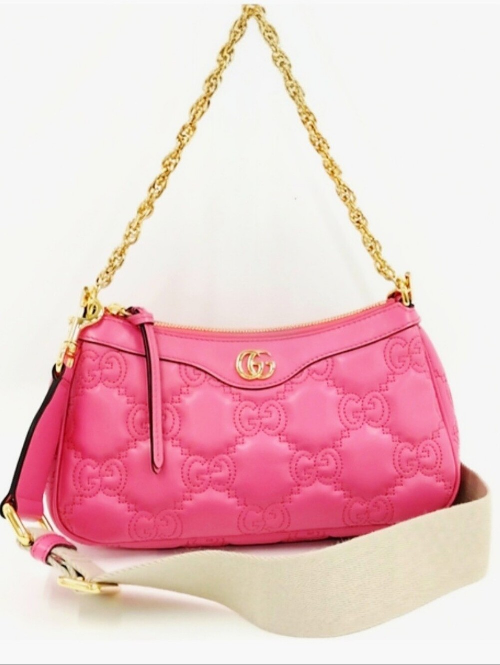 Gucci Pink Matelasse Quilted Two-way Leather Bag